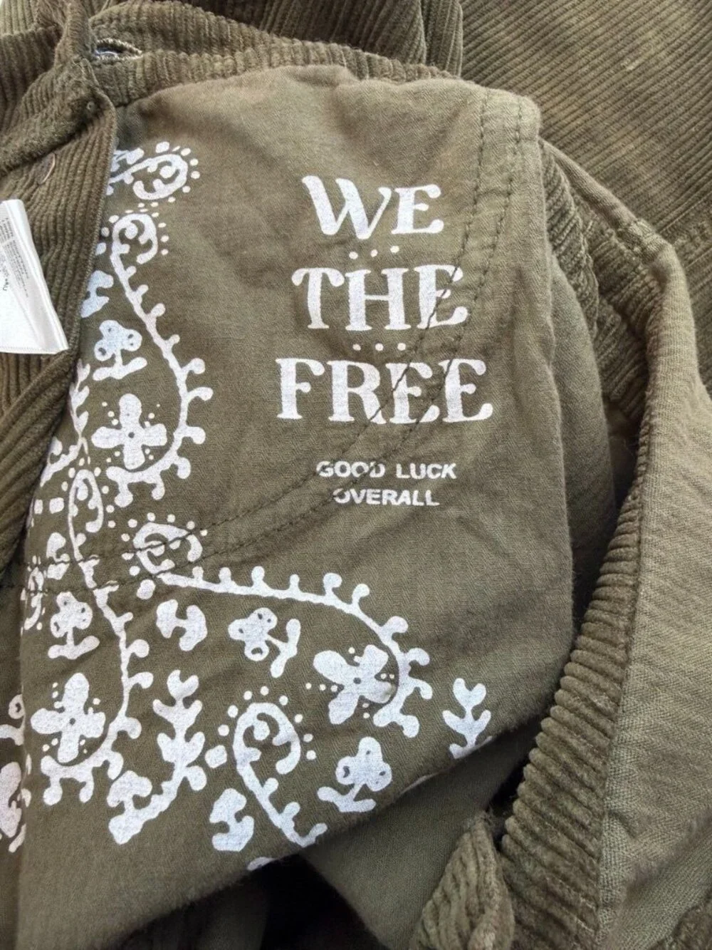 Free People Good Luck Cord Overalls in Fir Green Size Large - Picture 12 of 14